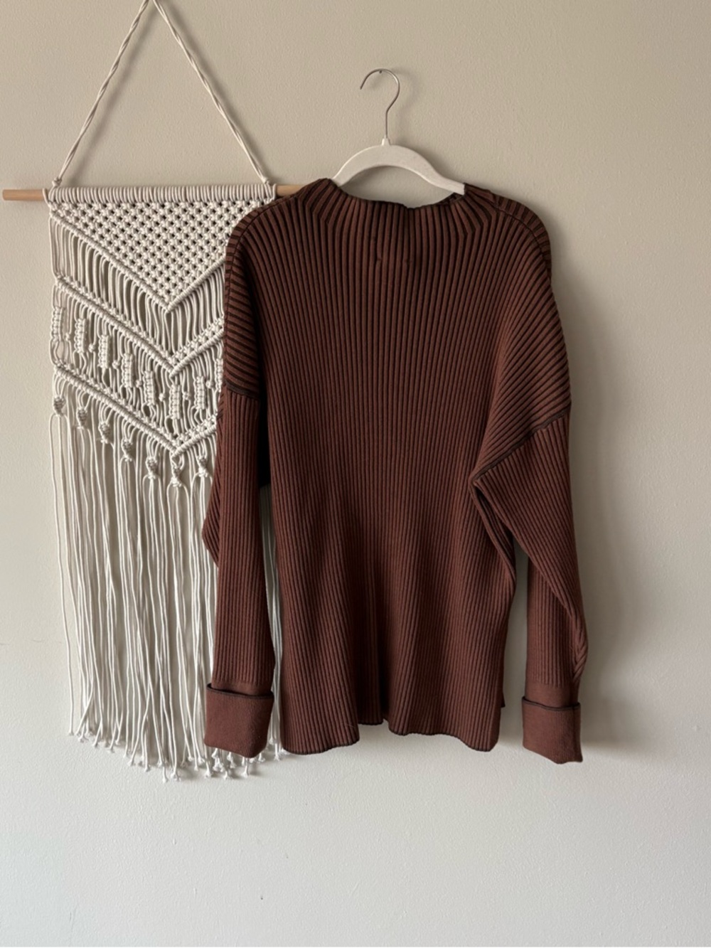 Varley Striped Rib Knit Top in Brown and Dark Brown - Picture 5 of 5